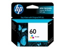 HP 60 - 4 ml - color (cian, magenta, amarillo) - original - cartucho de tinta - para Deskjet F2430, F4213, F4435, F4580; Envy 100 D410, 11X D411, 12X; Photosmart C4740, D110