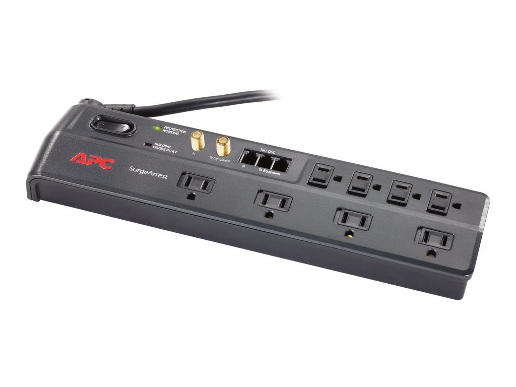 APC SurgeArrest Home/Office - Protector contra sobretensiones - CA 120 V - conectores de salida: 8 - 1.83 m - negro - para P/N: AR106SH4, AR106SH6, AR109SH4, AR109SH6, AR112SH4, AR112SH6