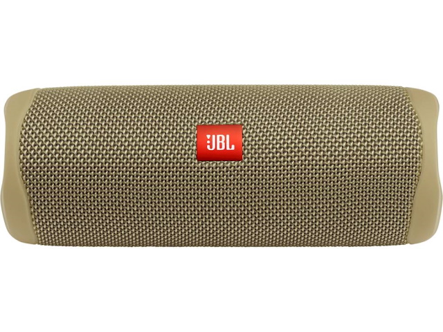 JBL - Speaker - JBLFLIP5SANDAM - Tiempo de reproducción de música (horas) 12 -  Potencia de salida (W) 20W RMS - conexión Versión de Bluetooth 4.2 - Batería Capacidad de la batería (mAh) 4,800 - Tiempo de carga (horas) 2.5 - Clasificación impermeable