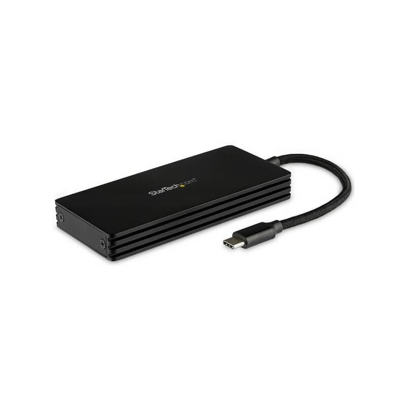 StarTech.com Caja USB 3.1 (10Gbps) USB-C para SSD M.2 SATA - Caja Externa Portátil para Disco USB Tipo C - de Aluminio - Caja de almacenamiento - M.2 - M.2 Card - 6 Gbit/s - USB 3.1 (Gen 2) - negro - para P/N: PEXUSB321C
