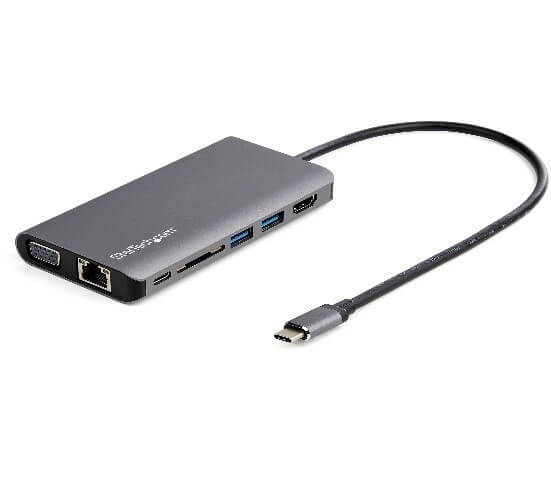 StarTech.com USB C Multiport Adapter, USB-C Mini Travel Dock w/ 4K HDMI or 1080p VGA, 100W PD Pass-Through, 3x USB, SD, GbE, Audio - Estación de conexión - USB-C - VGA, HDMI – GigE