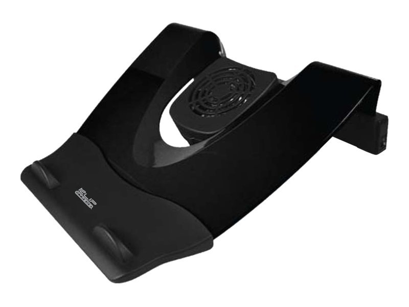 Klip Xtreme KNS-110B Notebook Stand / Cooling Station - Soporte para ordenador portátil - con concentrador USB de 4 puertos, ventilador de refrigeración - 17" - negro