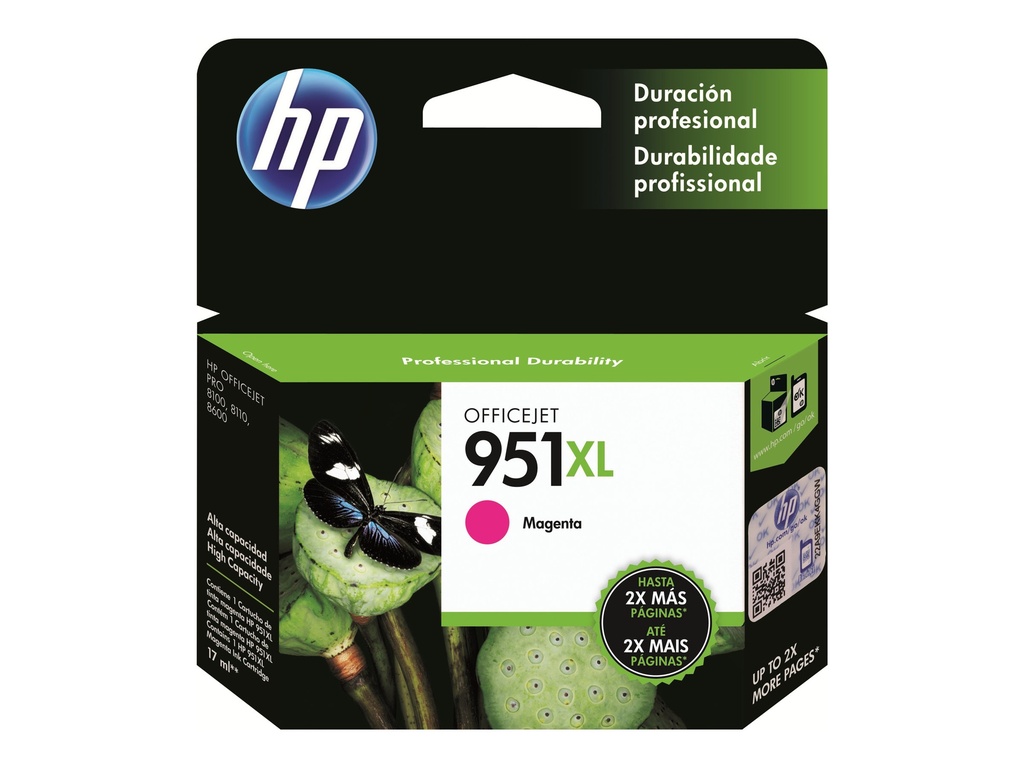 HP 951XL - 17 ml - Alto rendimiento - magenta - original - cartucho de tinta - para Officejet Pro 251, 276, 8100, 8600, 8600 N911, 8610, 8615, 8616, 8620, 8625, 8630, 8640