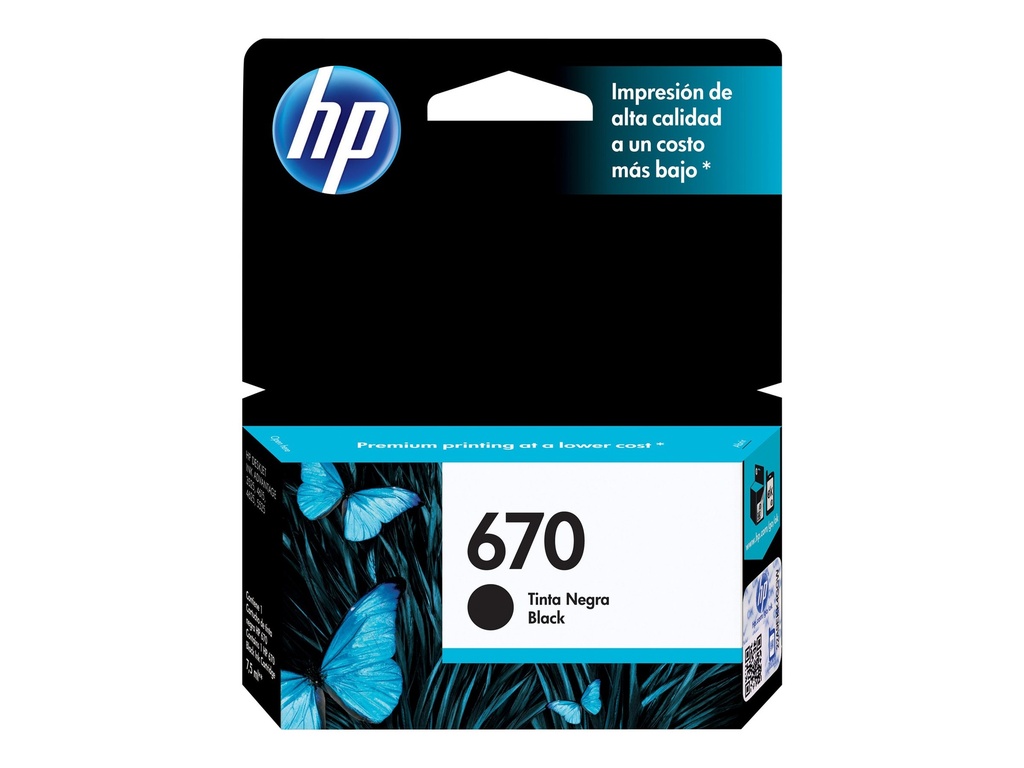 HP 670 - 14 ml - negro - original - Ink Advantage - cartucho de tinta - para Deskjet Ink Advantage 3525, Ink Advantage 4615, Ink Advantage 4625, Ink Advantage 5525