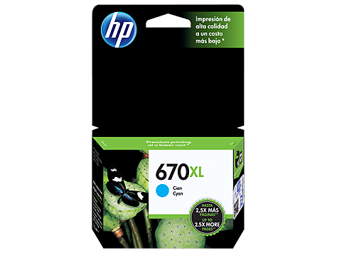 HP 670XL - Alto rendimiento - cián - original - Ink Advantage - cartucho de tinta - para Deskjet Ink Advantage 3525, Ink Advantage 4615, Ink Advantage 4625, Ink Advantage 5525