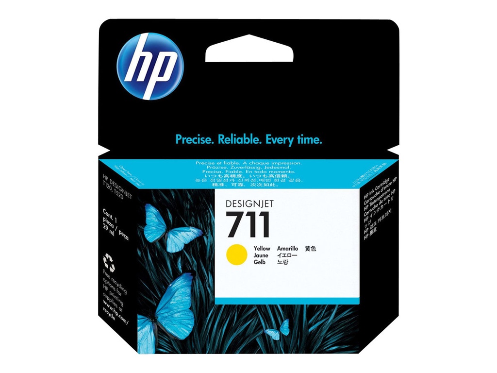 HP 711 - 29 ml - amarillo - original - DesignJet - cartucho de tinta - para DesignJet T100, T120, T120 ePrinter, T125, T130, T520, T520 ePrinter, T525, T530