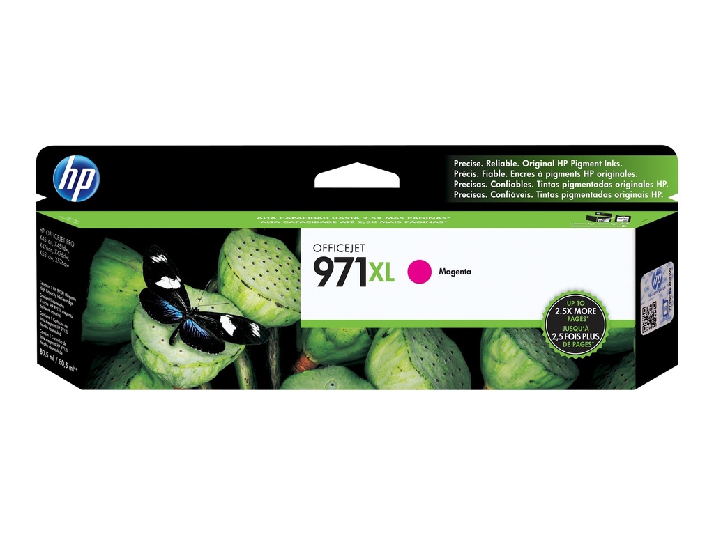 HP 971XL - 80.5 ml - Alto rendimiento - magenta - original - Officejet - cartucho de tinta - para Officejet Pro X451dn, X451dw, X476dn, X476dw, X551dw, X576dw; TROY SecureUV x451dn