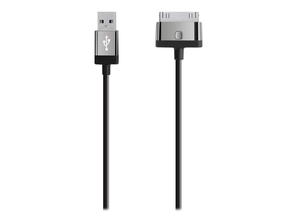 Belkin MIXIT 4ft 30-Pin to USB ChargeSync Cable, Black - Cable de carga / datos - Apple Dock (M) a USB (M) - 1.22 m - negro
