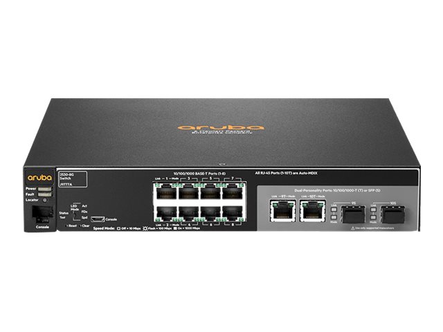 HPE Aruba 2530-8G - Conmutador - Gestionado - 8 x 10/100/1000 + 2 x Gigabit SFP combinado - sobremesa, montaje en rack, montaje en pared