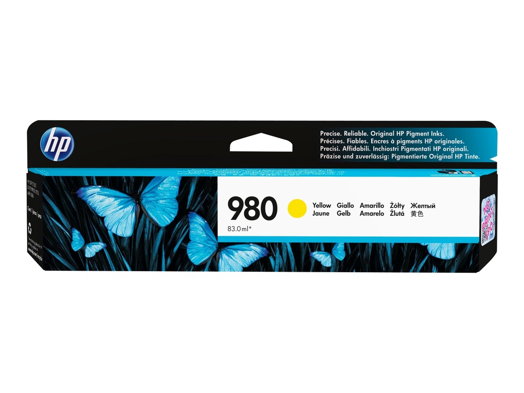 HP 980 - 86.5 ml - amarillo - original - cartucho de tinta - para Officejet Enterprise Color MFP X585; Officejet Enterprise Color Flow MFP X585