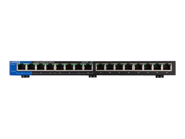 Linksys LGS116P - Conmutador  - sin gestionar - 8 x 10/100/1000 (PoE+) + 8 x 10/100/1000 - sobremesa, montaje en pared - PoE+ - ca 100/230 V - 2 años de garantía