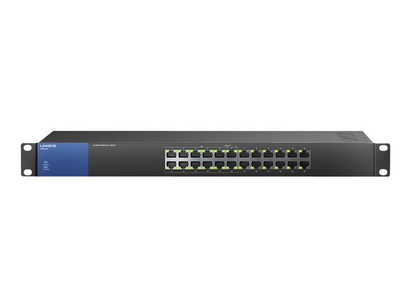 Linksys Business LGS124P - Conmutador - sin gestionar - 12 x 10/100/1000 (PoE+) + 12 x 10/100/1000 - montaje en rack - PoE+ (120 W) - ca 100/230 V