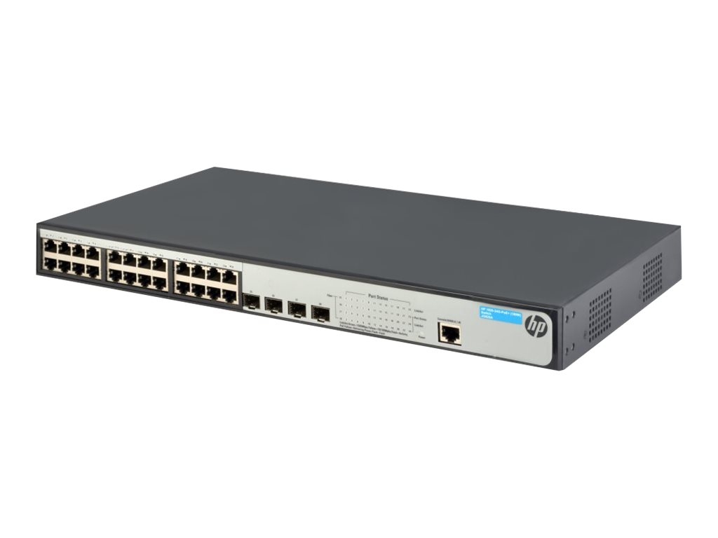 HPE 1920-24G-PoE+ - Conmutador - L3 - Gestionado - 24 x 10/100/1000 (PoE+) + 4 x Gigabit SFP - sobremesa, montaje en rack - PoE+ (180 W)