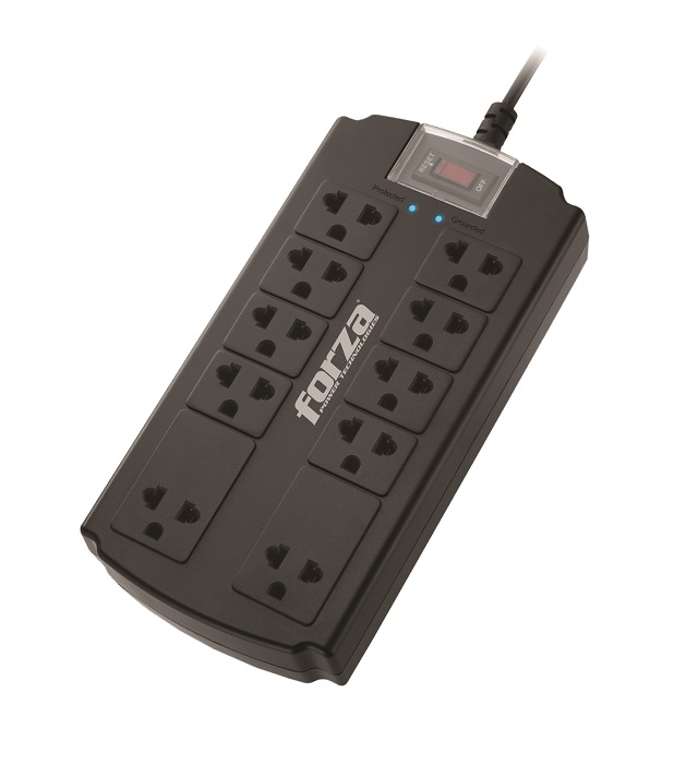 Forza Power Technologies - Surge suppressor - AC 110/220 V - 10 Tomas de Corriente - Material retardador de llama - Interruptor automático de sobrecarga 