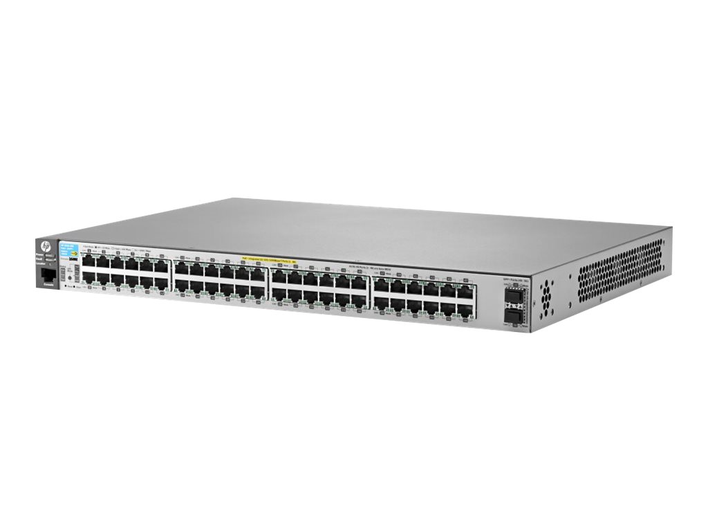 HPE Aruba 2530-48G-PoE+-2SFP+ - Conmutador - Gestionado - 48 x 10/100/1000 (PoE+) + 2 x 10 Gigabit SFP+ - sobremesa, montaje en rack, montaje en pared - PoE+ (382 W)