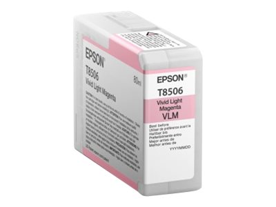 Epson T8506 - 80 ml - magenta vívido suave - original - cartucho de tinta - para SureColor P800, P800 Designer Edition, SC-P800