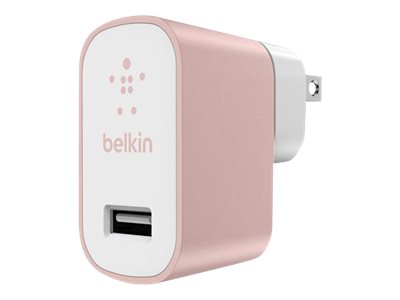 Belkin Metallic Home Charger - Adaptador de corriente - 2.4 A (USB) - oro rosa