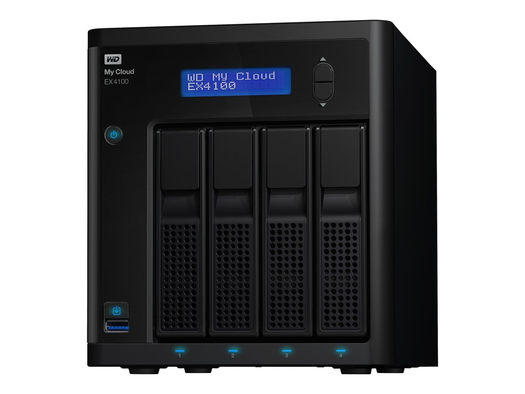 WD My Cloud EX4100 WDBWZE0080KBK - Servidor NAS - 4 compartimentos - 8 TB - HDD 4 TB x 2 - RAID 0, 1, 5, 10, JBOD, 5 Hot Spare - RAM 2 GB - Gigabit Ethernet - iSCSI