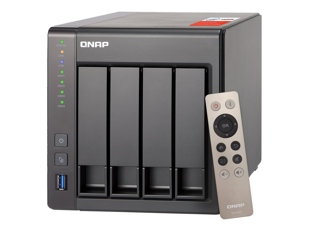 QNAP TS-451+ - Servidor NAS - 4 compartimentos - SATA 6Gb/s - RAID 0, 1, 5, 6, 10, JBOD, 5 Hot Spare - RAM 2 GB - Gigabit Ethernet - iSCSI
