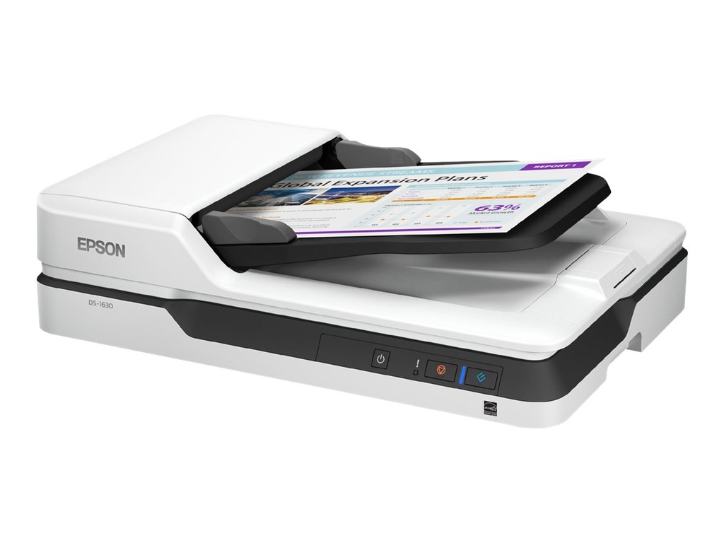 Epson DS-1630 - Escáner de documentos - a dos caras - Legal - 1200 ppp x 1200 ppp - hasta 25 ppm (mono) / hasta 25 ppm (color) - Alimentador automático de documentos (ADF) (50 hojas) - hasta 1500 exploraciones por día - USB 3.0