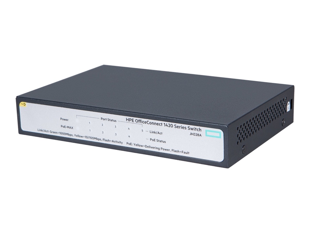 HPE OfficeConnect 1420 5G PoE+ - Conmutador - sin gestionar - 5 x 10/100/1000 - sobremesa - PoE+ (32 W)