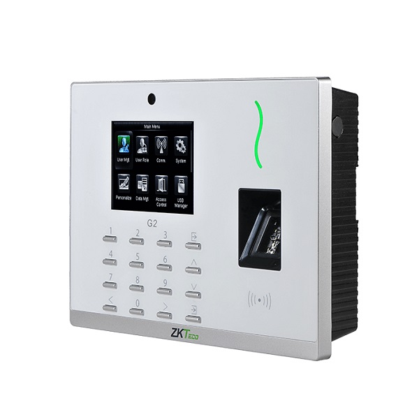 ZKTeco G2 - Control de Acceso con lector de Huella Digital - 1.2GHz Dual Core CPU - Sensor de Huella SilkID - TFT-LCD de 3.5" - TCP/IP - USB-Host -  Capacidad de Huellas: 20.000 - Capacidad de Tarjetas: 20.000 - Voltaje: 12VCD