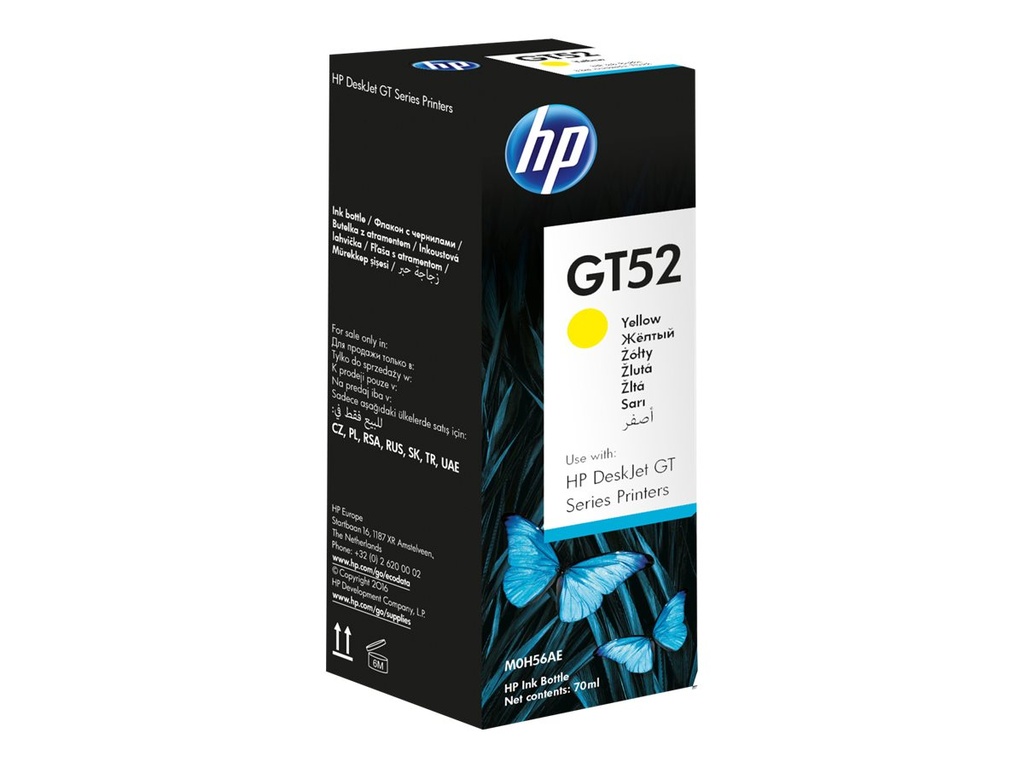 HP GT52 - Amarillo - original - recarga de tinta - para HP 11X; Smart Tank 500, 51X, 530, 615; Smart Tank Plus 55X; Smart Tank Wireless 51X