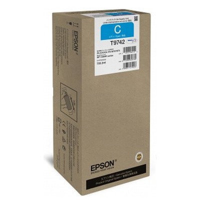 Epson T9742 - Gran capacidad - cián - original - blíster con alarmas de RF/acústica - cartucho de tinta - para WorkForce Pro WF-C869R, WF-C869RD3TWFC, WF-C869RDTWF, WF-C869RDTWFC