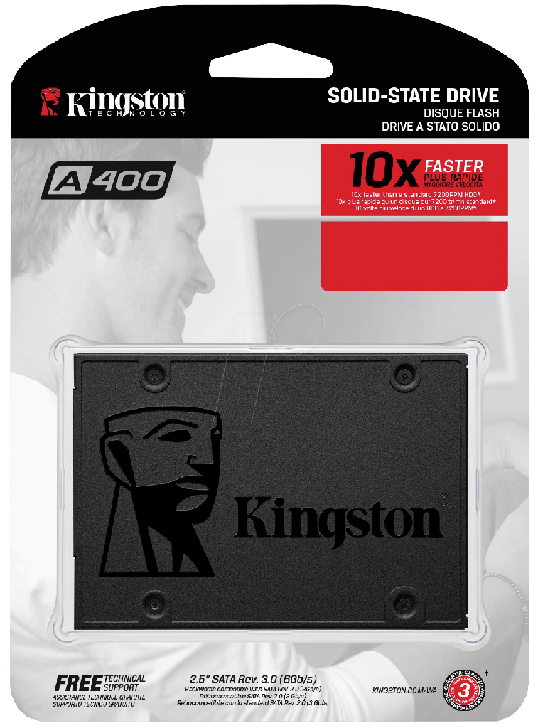 Kingston A400 - Unidad en estado sólido - 120 GB - interno - 2.5" - SATA 6Gb/s