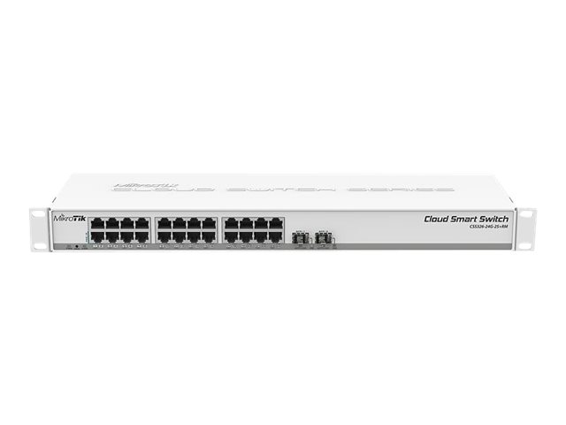 MikroTik Cloud Smart Switch CSS326-24G-2S+RM - Conmutador - inteligente - 24 x 10/100/1000 + 2 x 10 Gigabit SFP+ - montaje en rack - Passive PoE 