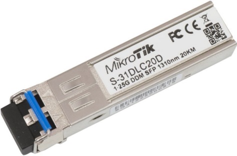 MikroTik S-31DLC20D - Módulo de transceptor SFP (mini-GBIC) - SFP (mini-GBIC) / modo simple LC - hasta 20 km - 1310 nm