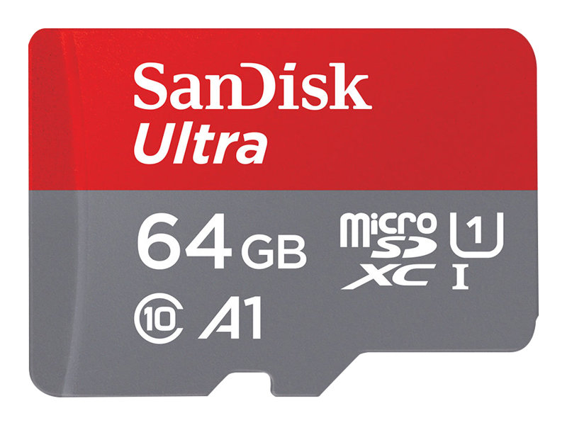SanDisk Ultra - Tarjeta de memoria flash (adaptador microSDXC a SD Incluido) - 64 GB - A1 / UHS Class 1 / Class10 - microSDXC UHS-I