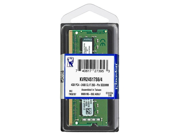 Kingston ValueRAM - DDR4 - módulo - 4 GB - SO-DIMM de 260 espigas - 2400 MHz / PC4-19200 - CL17 - 1.2 V - sin búfer - no ECC