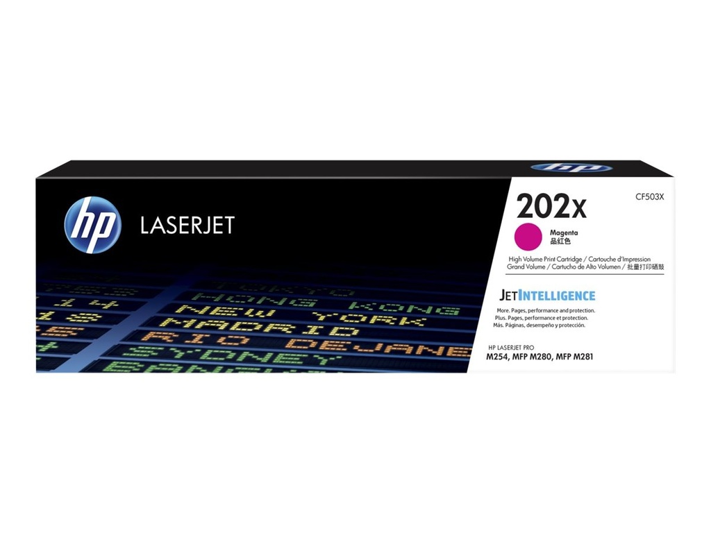 HP 202X - Alto rendimiento - magenta - original - LaserJet - cartucho de tóner (CF503X) - para Color LaserJet Pro M254dw, M254nw, MFP M280nw, MFP M281cdw, MFP M281fdn, MFP M281fdw