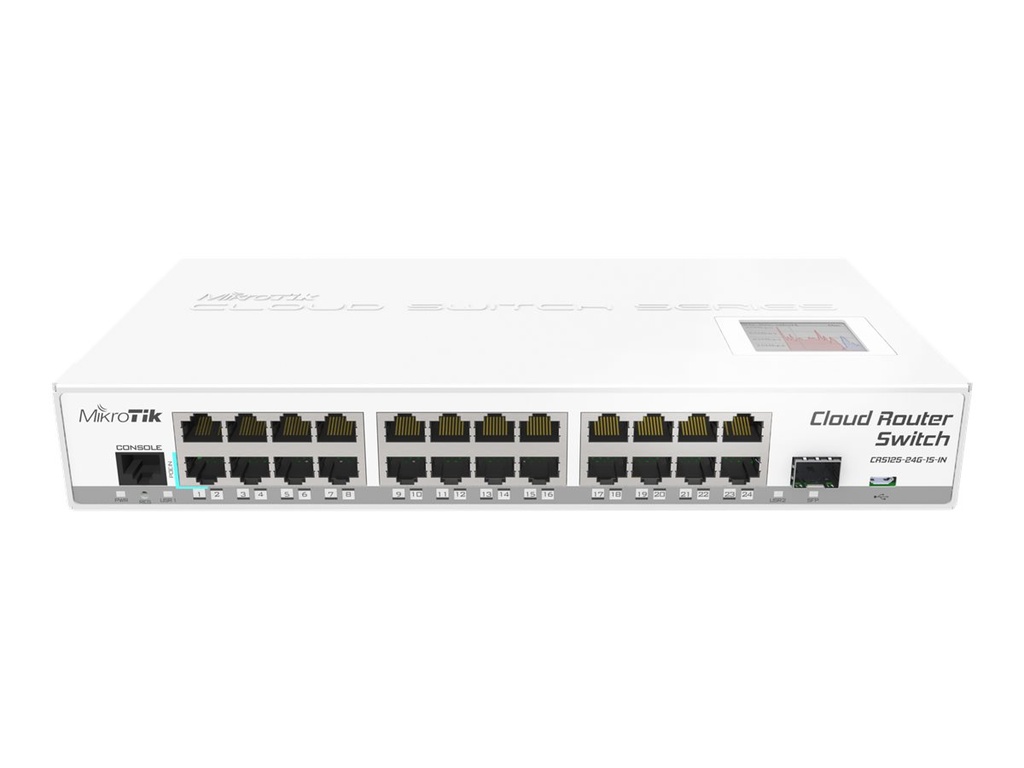 MikroTik Cloud Router Switch CRS125-24G-1S-IN - Conmutador - inteligente - 24 x 10/100/1000 + 1 x Gigabit SFP - sobremesa - alimentación cc