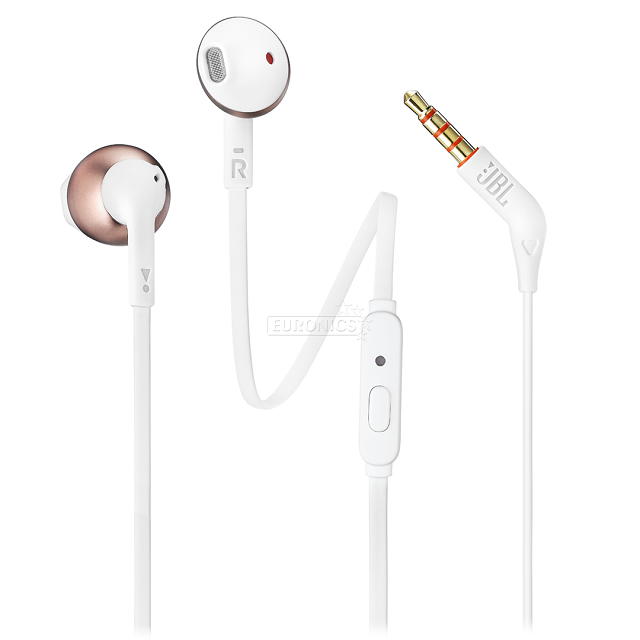 JBL T205 - Auriculares internos con micro - en oreja - cableado - conector de 3,5 mm - oro rosa