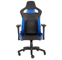 CORSAIR T1 RACE 2018 - Silla - silla reclinable - reposabrazos - forma de T - nailon, espuma de poliuretano, piel de poliuretano, marco de metal, cuero PVC 3D - negro, azul