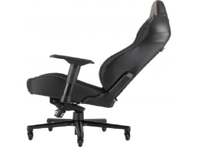 CORSAIR T2 ROAD WARRIOR - Silla - silla reclinable - reposabrazos - forma de T - espuma de poliuretano, aluminio fundido, marco de metal, cuero PVC 3D, cuero de poliuretano perforado - negro/negro