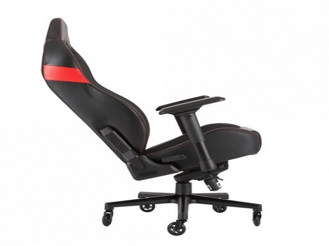 CORSAIR T2 ROAD WARRIOR - Silla - silla reclinable - reposabrazos - forma de T - espuma de poliuretano, aluminio fundido, marco de metal, cuero PVC 3D, cuero de poliuretano perforado - negro / rojo