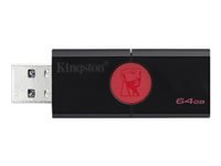 Kingston DataTraveler 106 - Unidad flash USB - 64 GB - USB 3.1 Gen 1 - negro sobre rojo