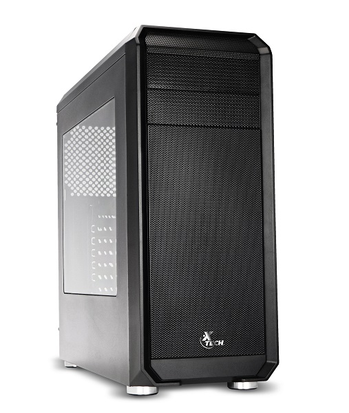 Xtech - Black - PC Case Gamer - XT-GMR1 - Delirium - Gaming - Blue LED Fan - Side panel Acrylic window - ATX - No power supply (PS/2) - Black - One USB 2.0 port - One USB 3.0 port - One headphone port - One microphone port - Up to seven fans, with only one pre-installed unit of 120mm with 4 LEDs - Structure Material: 0.55mm SPCC - Black painting interior - Motherboard compatibility: ATX/Micro-ATX/ITX - Power supply: Bottom-mounted (not included) - Power supply maximum size: (L)9.05x(H)3.54in - H