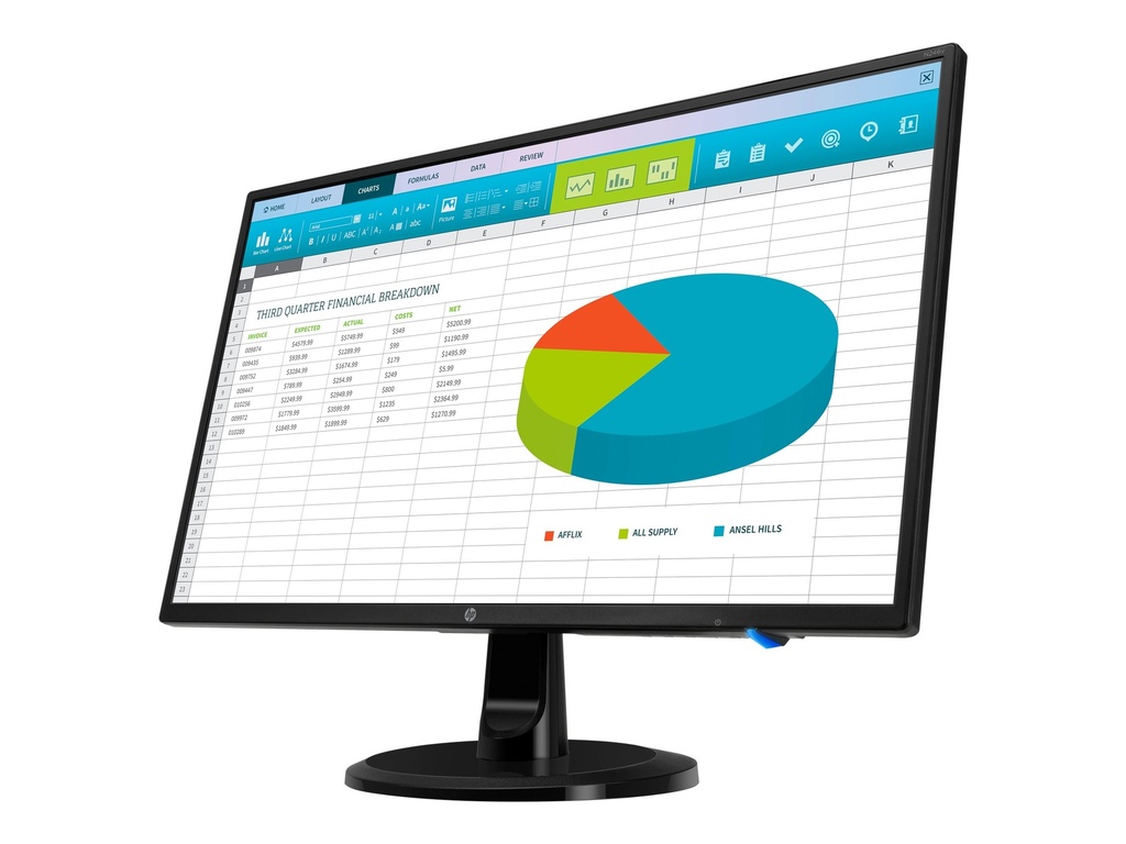 HP N246v - Monitor LED - 23.8" (23.8" visible) - 1920 x 1080 Full HD (1080p) @ 60 Hz - IPS - 250 cd/m² - 1000:1 - 5 ms - HDMI, DVI, VGA - negro