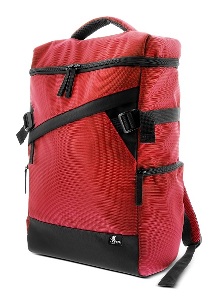 Xtech Thacher XTB-215 Mochila para laptop 15.6" - 100D  Poliéster -  Color Rojo y Negro -  bolsillo frontal con cierre para accesorios - bolsillos laterales con cierre - Panel posterior acolchado