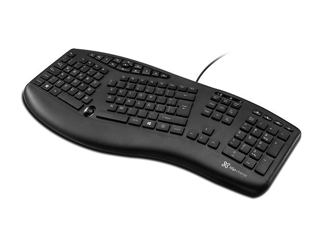 Klip Xtreme - Keyboard - Wired - Spanish - USB - Black - Ergonomic - Scroll