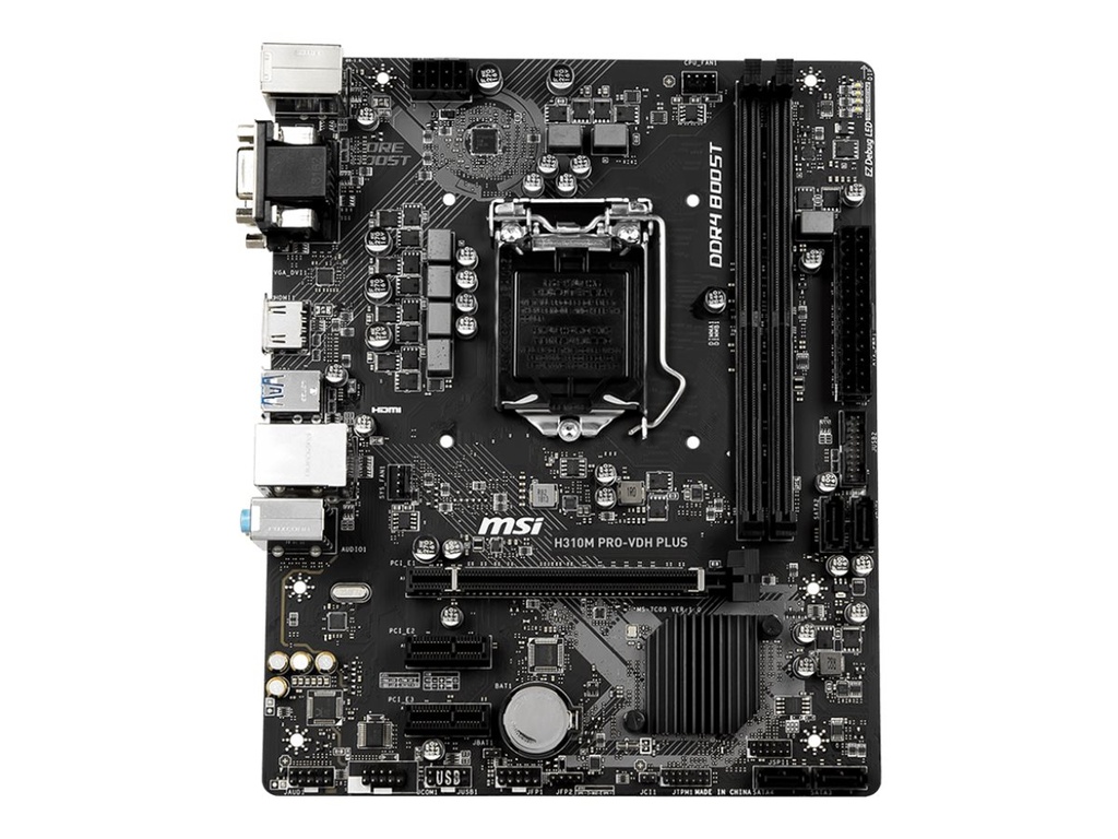 MSI H310M PRO-VDH PLUS - Placa base - micro ATX - LGA1151 Socket - H310 - USB 3.1 Gen 1 - Gigabit LAN - Tarjeta gráfica (CPU necesaria) - HD Audio (8-canales)