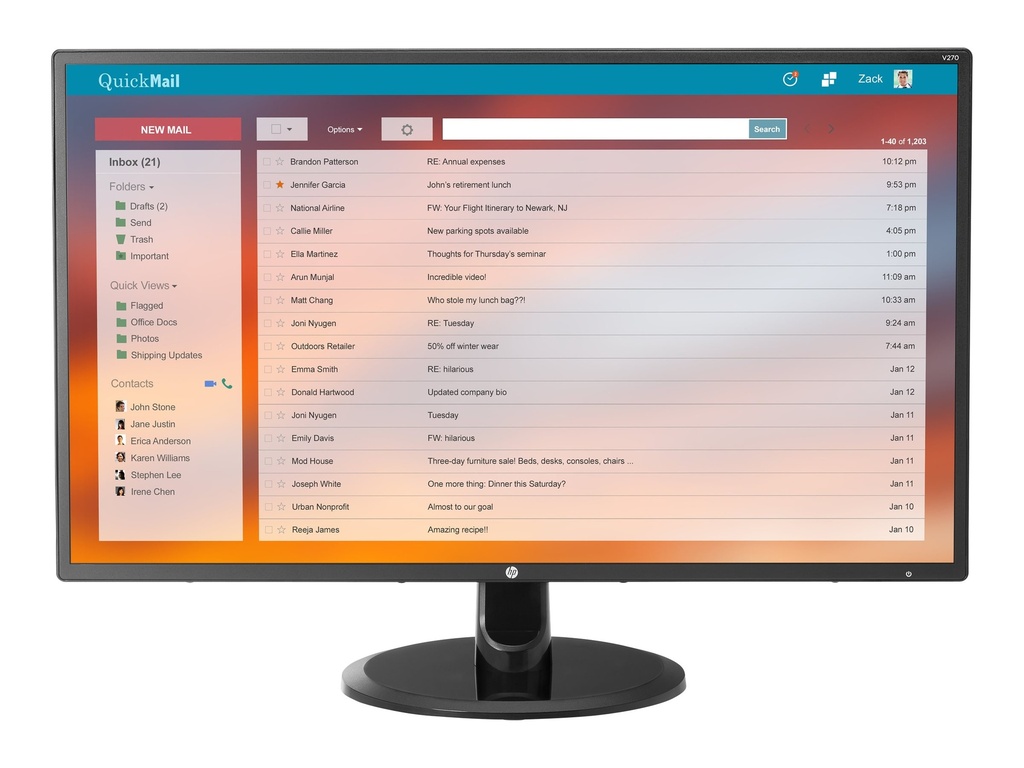 HP V270 - Monitor LED - 27" - 1920 x 1080 Full HD (1080p) @ 60 Hz - IPS - 300 cd/m² - 1000:1 - 5 ms - HDMI, DVI-D, VGA - negro