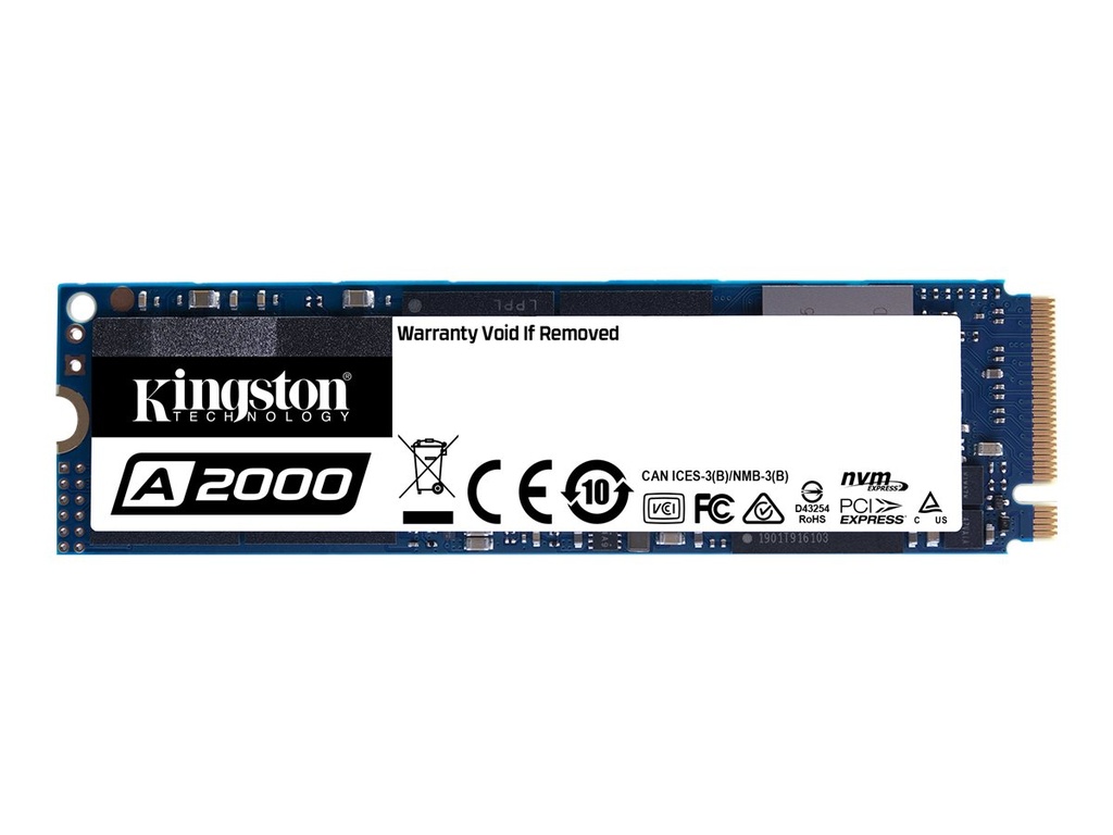 Kingston A2000 - Unidad en estado sólido - cifrado - 1 TB - interno - M.2 2280 - PCI Express 3.0 x4 (NVMe) - AES de 256 bits