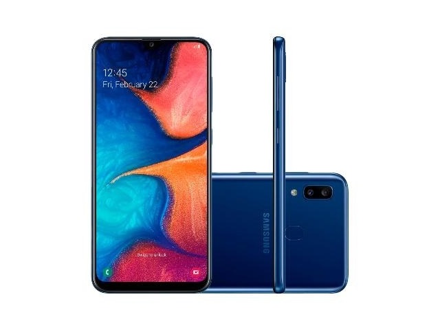 Samsung Galaxy A20s - Smartphone - SIM doble - 4G LTE - 32 GB - microSD slot - 6.5" - 1560 x 720 píxeles - TFT - RAM 3 GB (cámara frontal de 8 MP) - 3 x cámaras traseras - Android - azul