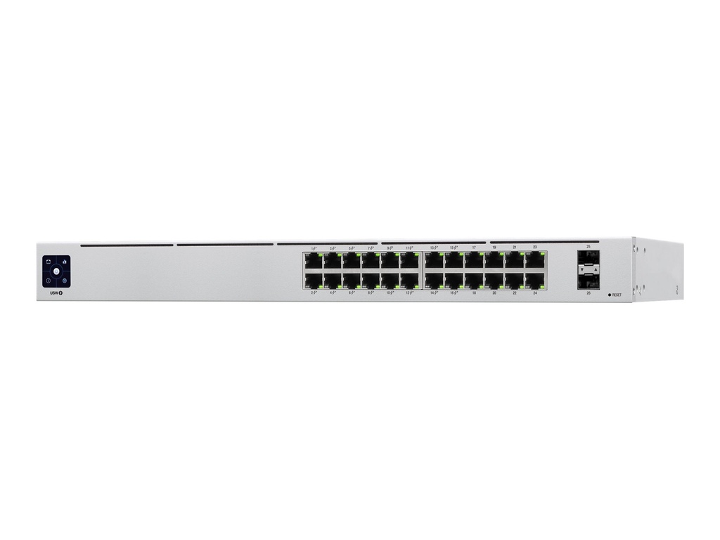 Ubiquiti UniFi Switch USW-24-POE - Conmutador - Gestionado - 24 x 10/100/1000 (16 PoE+) + 2 x Gigabit SFP - sobremesa, montaje en rack - PoE++ (95 W)