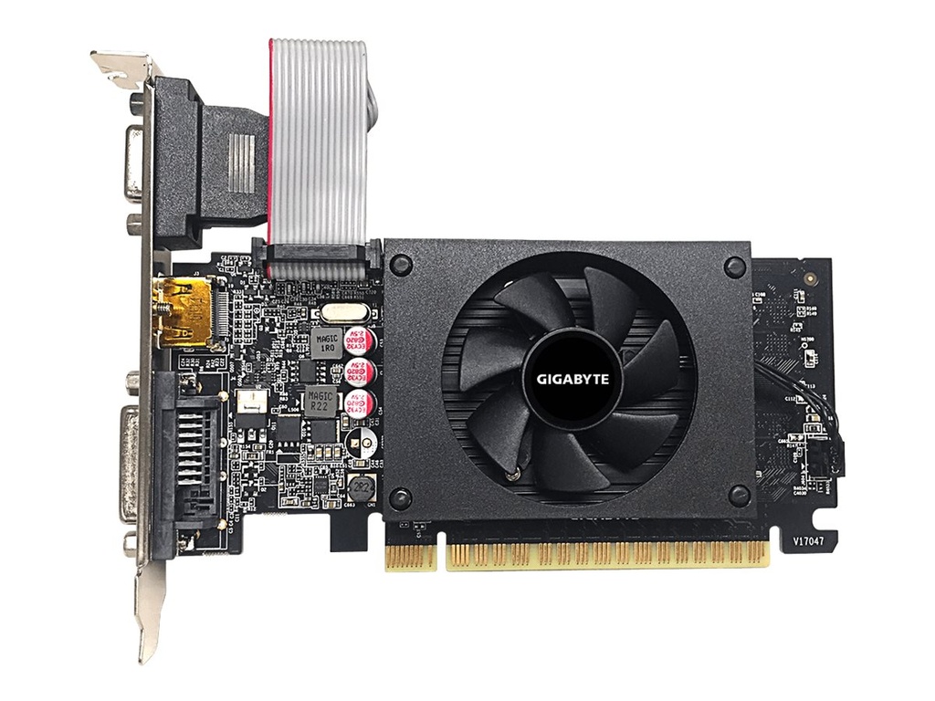 Gigabyte GV-N710D5-2GIL - Tarjeta gráfica - GF GT 710 - 2 GB GDDR5 - PCIe 2.0 x8 perfil bajo - DVI, D-Sub, HDMI